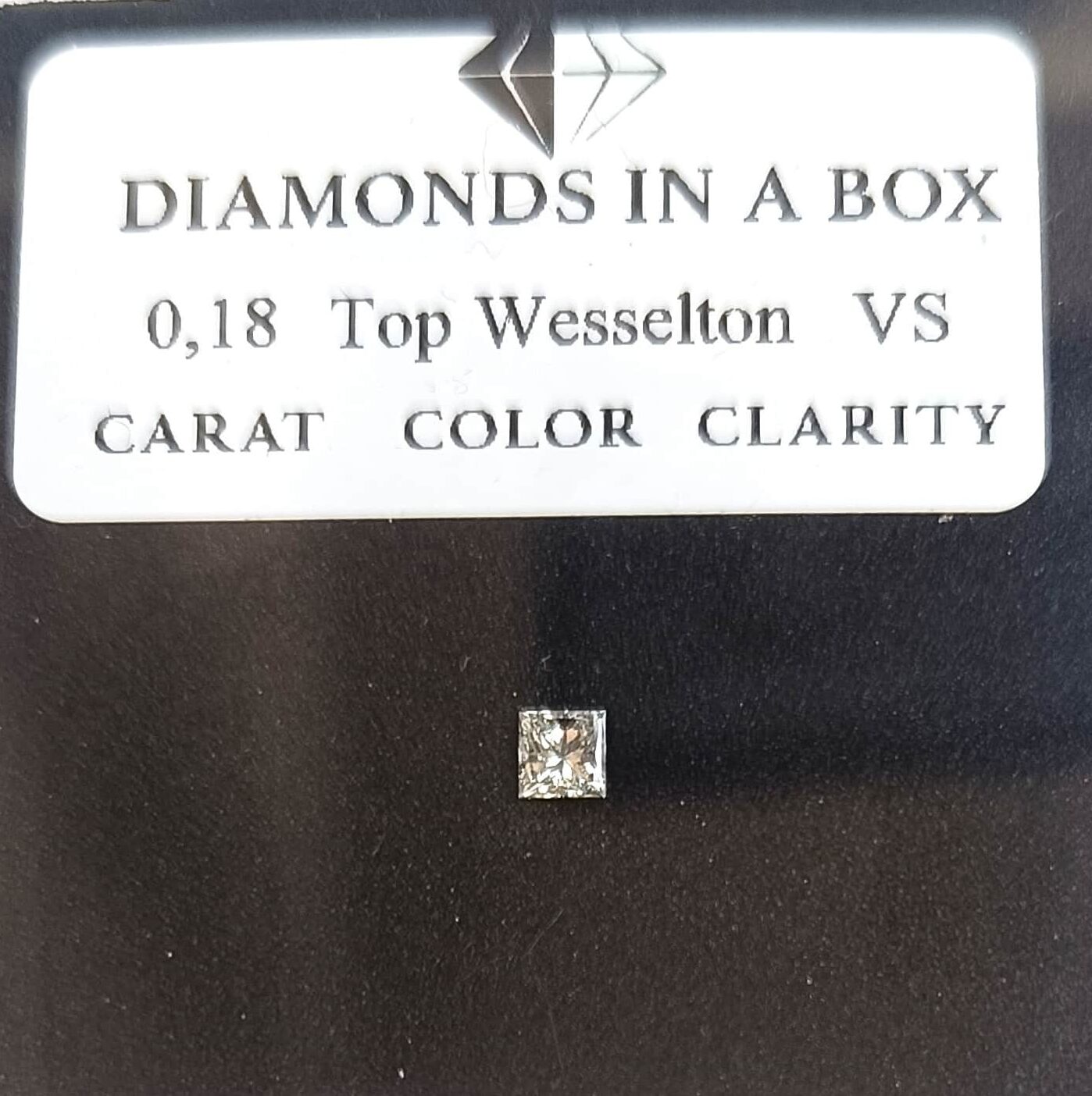 Princess 0,18 ct TW-VS klein 0,18 Karat Princess-Schliff Diamant, Farbe Top Wesselton, Reinheit VS mit Etikett