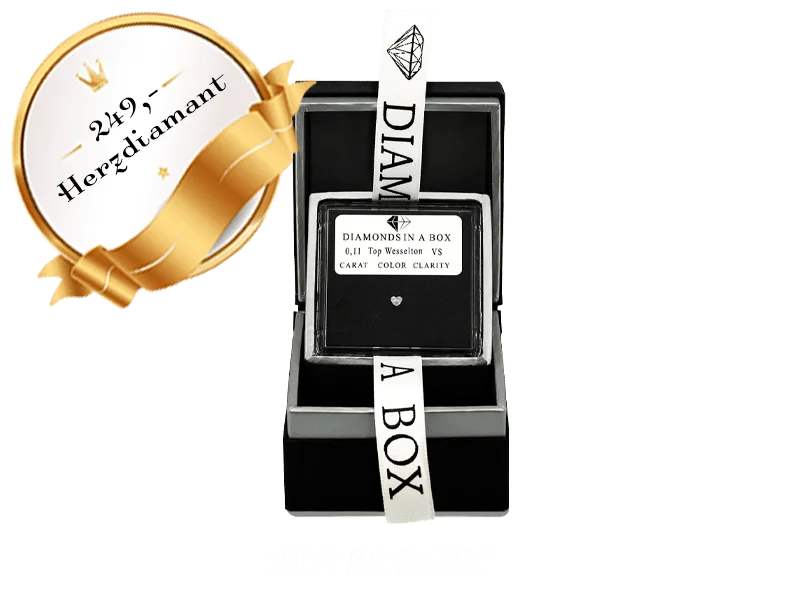 Herzdiamant 0,11 ct Diamant (Top Wesselton, VS) in geöffneter Geschenkbox