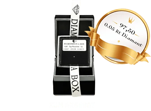 0,05 ct Diamant (Top Wesselton, VS) in geöffneter Geschenkbox